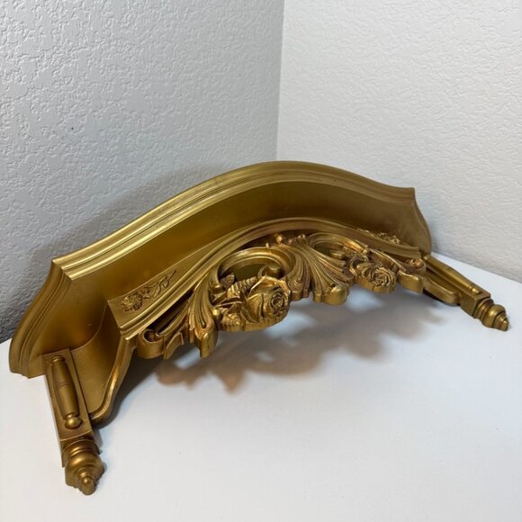 Vtg Dart Ind. Wall Shelf #3056 Gold Ornate Hollywood Regency MCM Roses Gilt USA - Picture 2 of 16